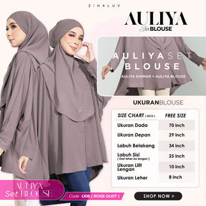 CONJUNTO BLUSA AULIYA CON KHIMAR (UO6) GRANATE