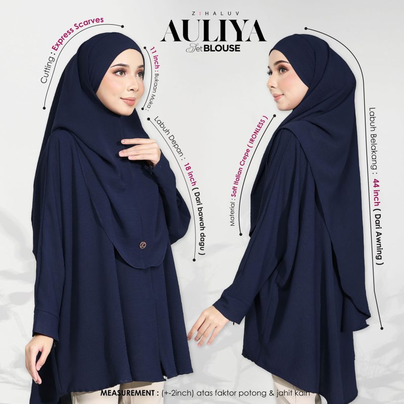 AULIYA BLOUSE SET WITH KHIMAR (UO1) BLACK