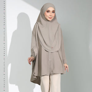 AULIYA BLOUSE SET WITH KHIMAR (UO6) GREY