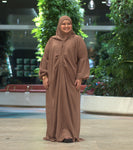 Ameena Kaftan Set (with matching Instant tudung) - Light Brown